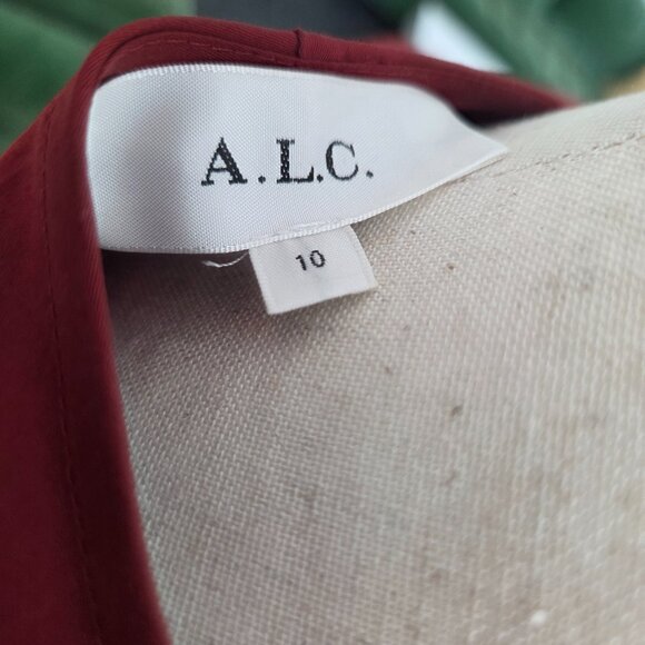NWOT A.L.C. Fleur Long-Sleeve Tiered Cotton Dress Maroon Deep Red Suma, Size 10 - Picture 5 of 9
